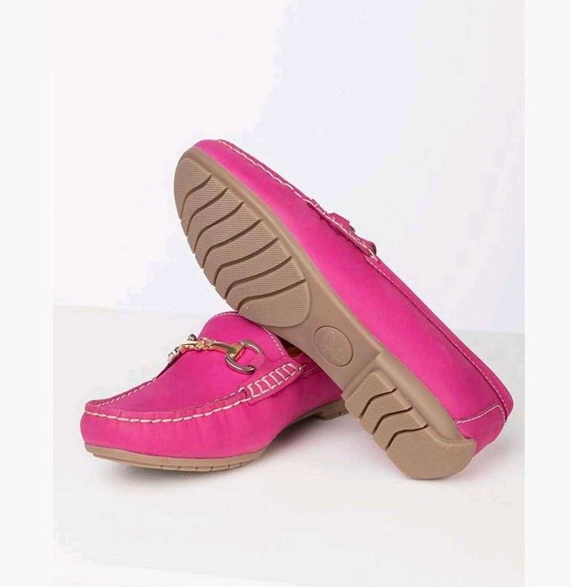 Rydale Leather Hot Pink Nubuck Loafers