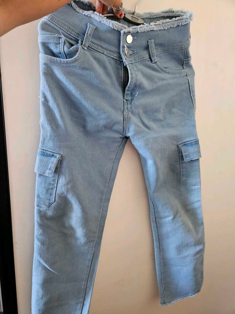 Light Wash Cargo Jeans