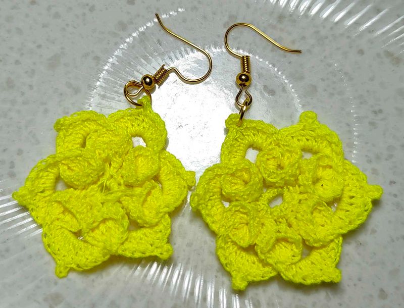 Handmade Crochet Flower Earrings