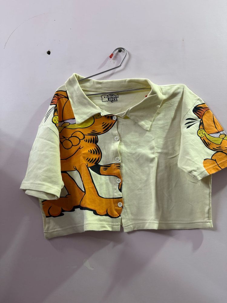 Cute Garfield Graphic Crop Top