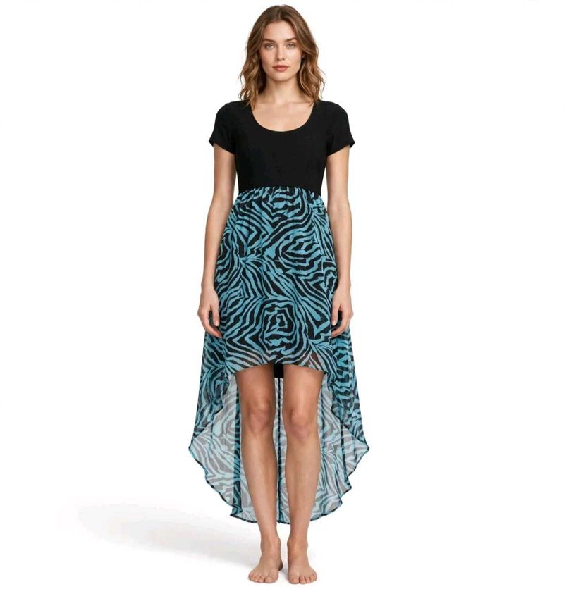 Zebra Print High-Low Dress