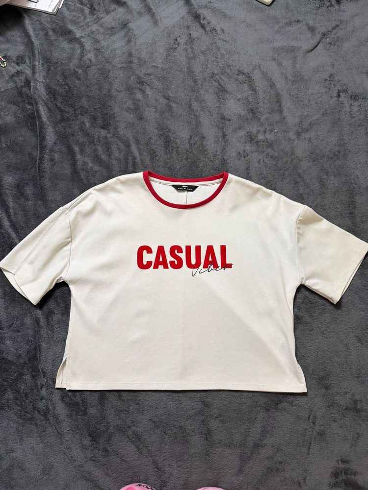 Casual Vibe Cream T-Shirt