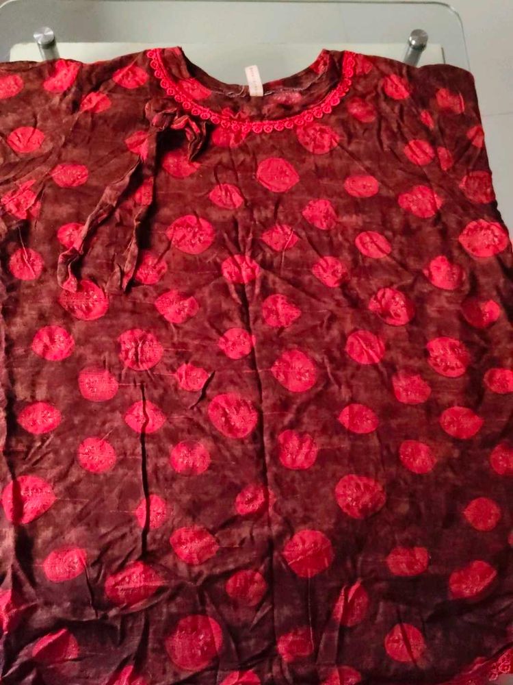 Vintage Brown &amp; Red Polka Dot Dress