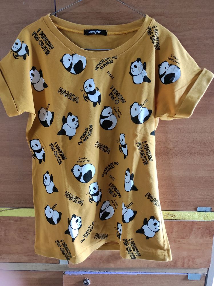 Jennyfer Women's Yellow Panda Top