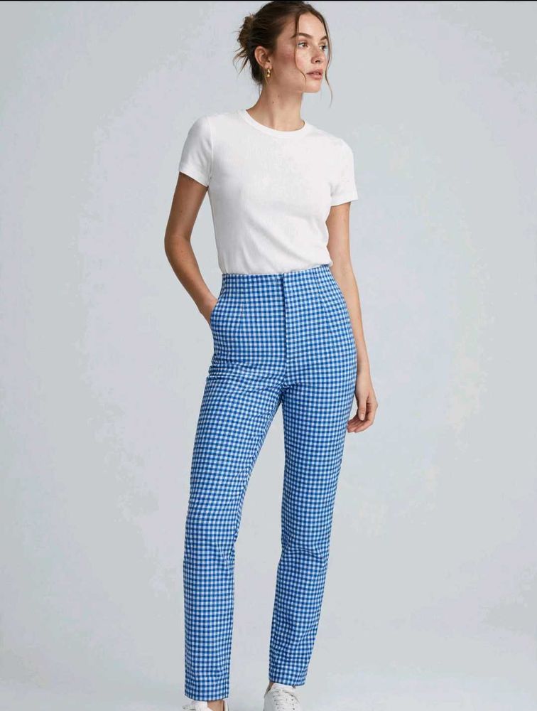 Blue Gingham Pants