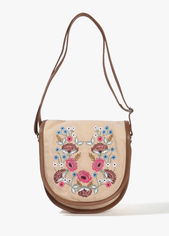 Floral Embroidered Sling Bag