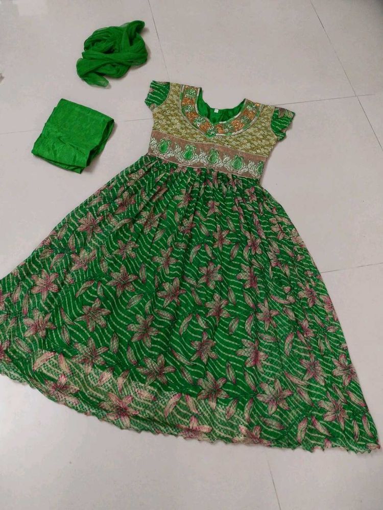 anarkali dress with dupatta and bottom wear