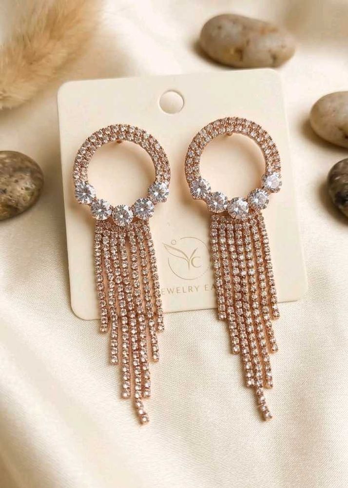 Sparkling Rose Gold Tassel Earrings