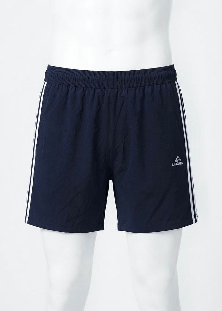 Navy Sports Shorts with Side Stripes