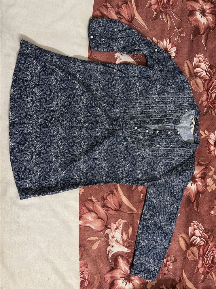 Dark blue printed short kurti