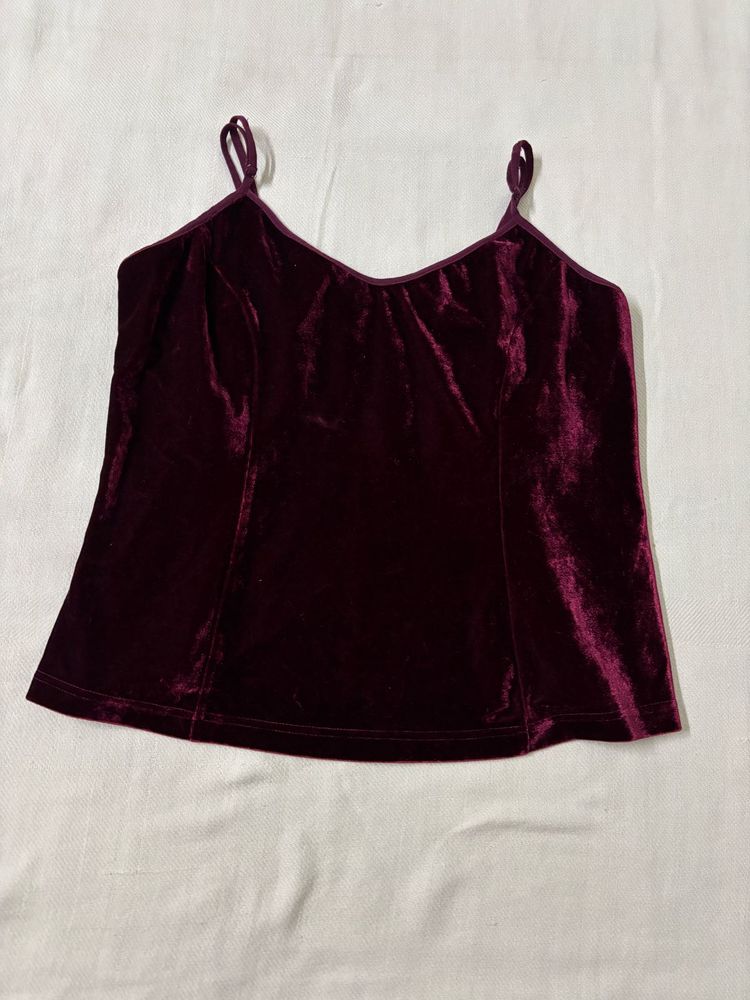 Velvet Wine Spaghetti Strap Top