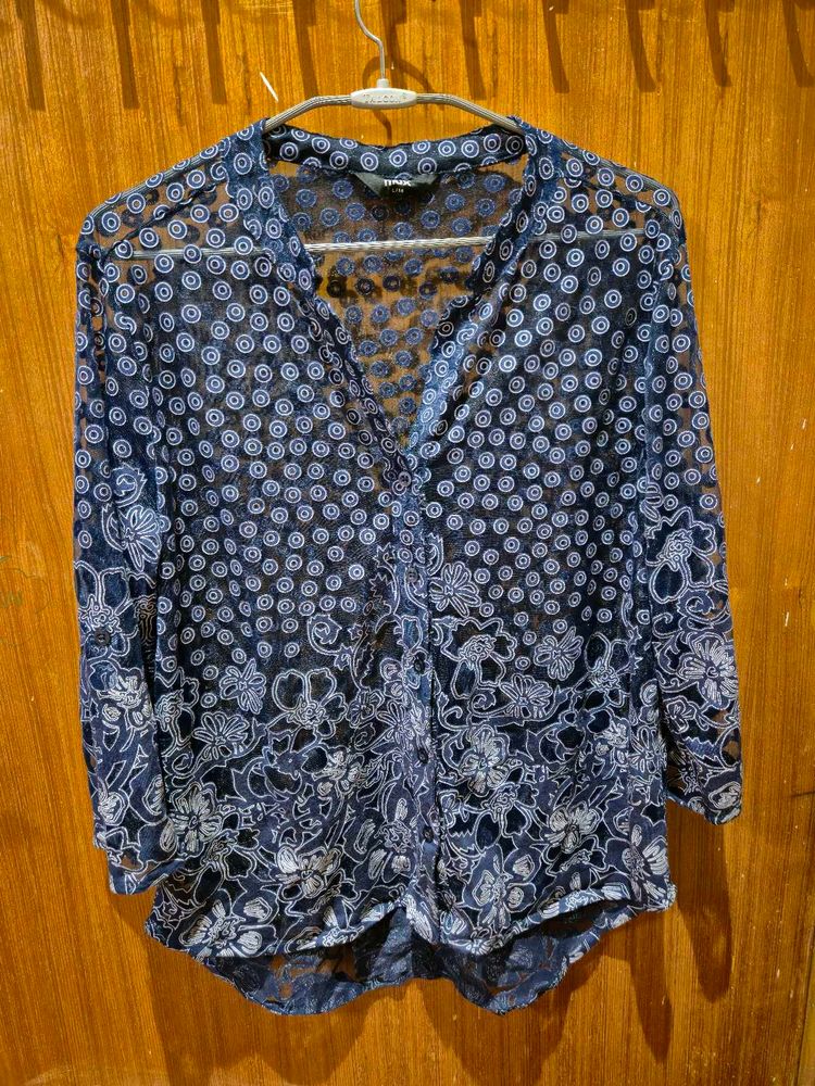 Net Blue Sheer Shirt with Matching Inner