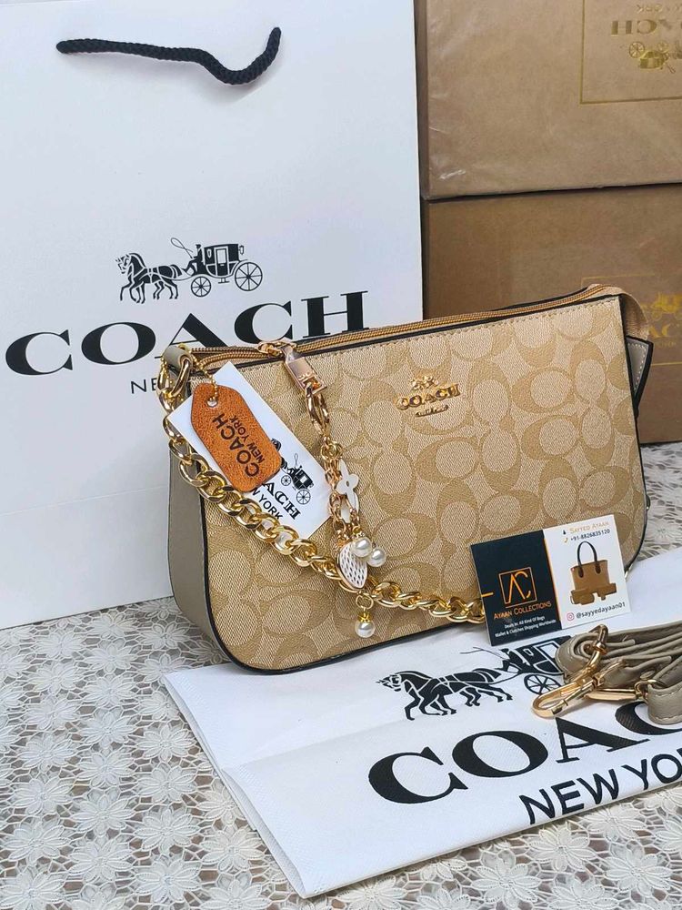 Coach khaki Chain shoulder bag with charm