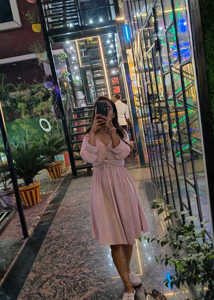 Pink Flowy Midi Dress