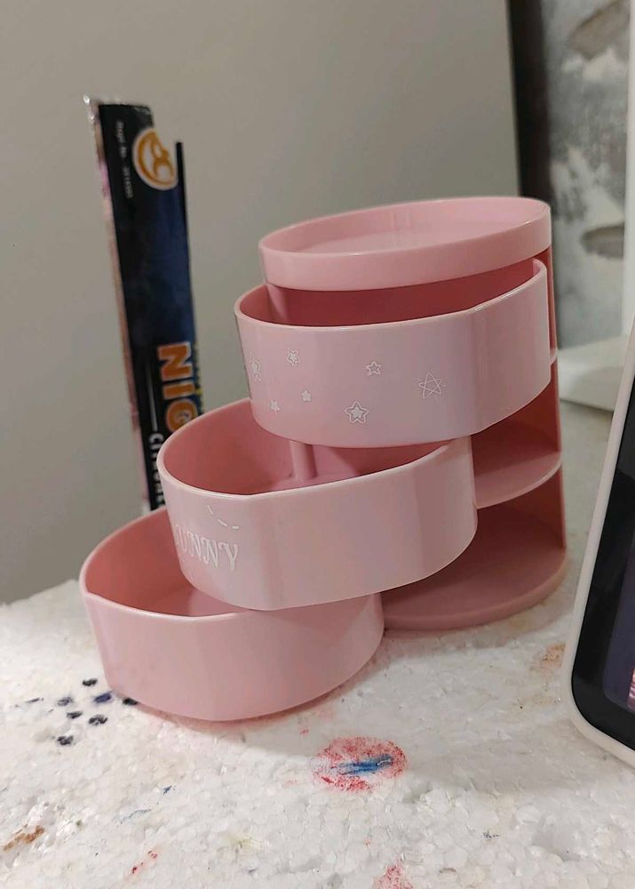 Cute Pink Swivel Makeup Organizer