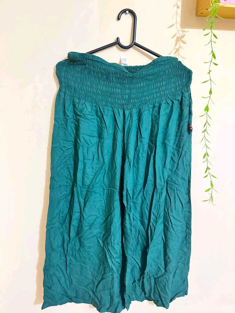 2 Bohemian Smocked Waist Teal Skirt