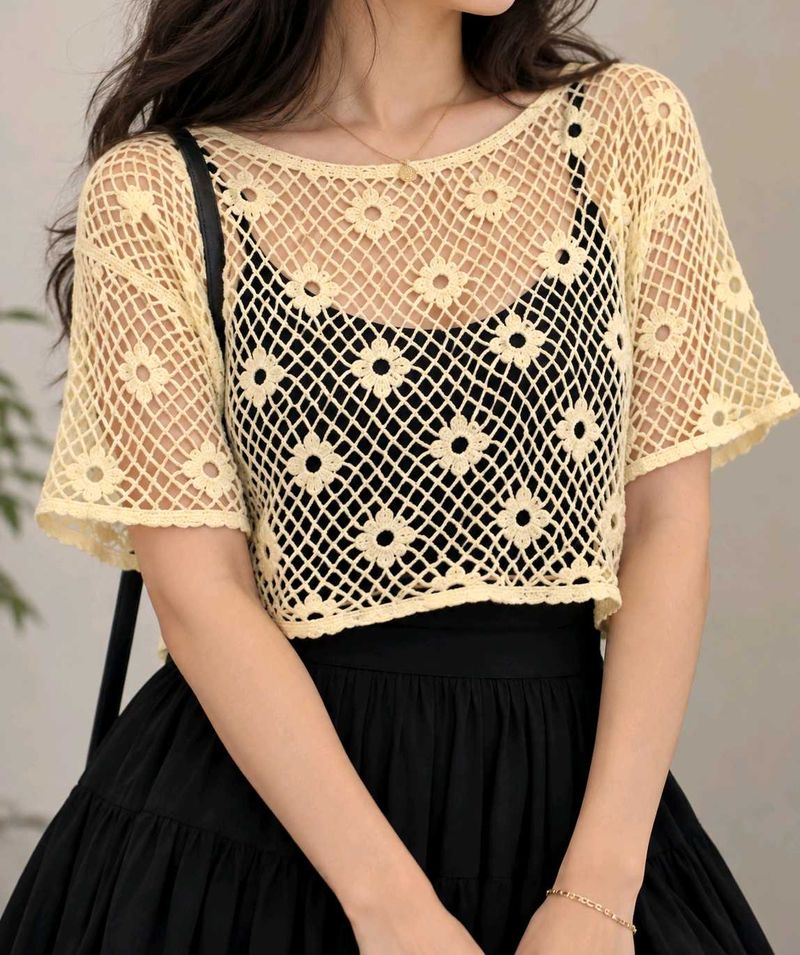 Crochet Mesh Crop Top
