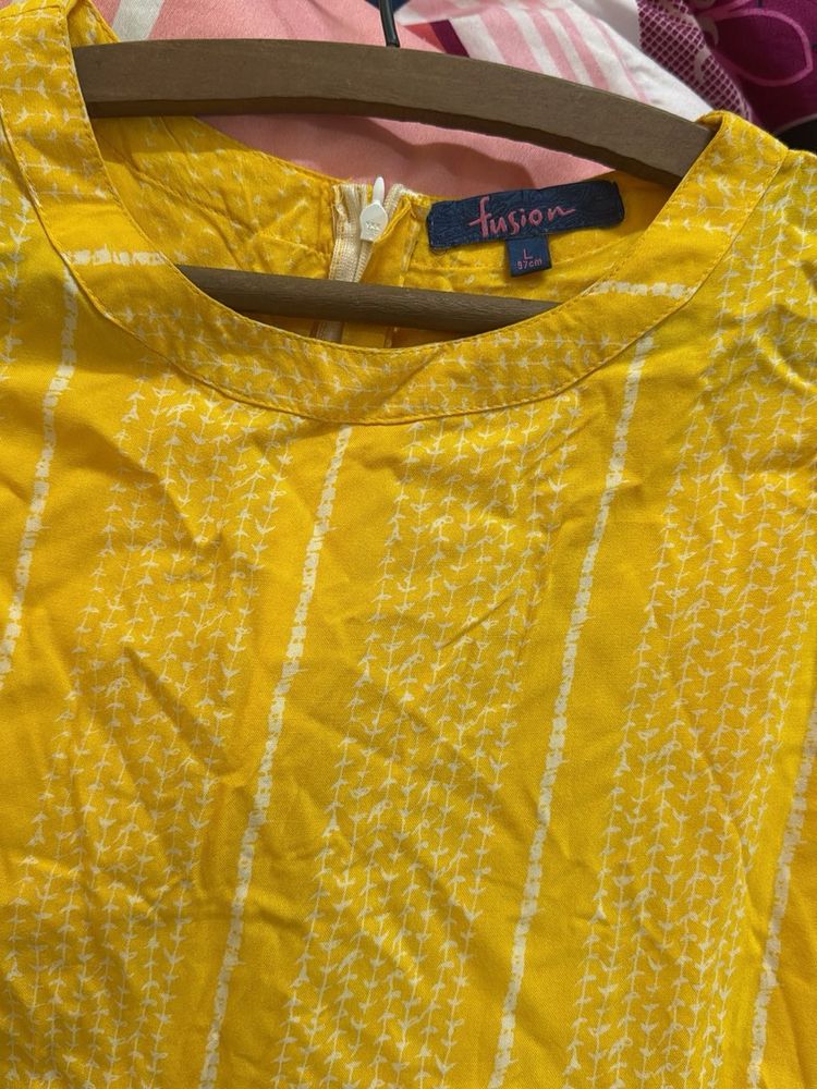 Bright Yellow Printed Maxi Dress