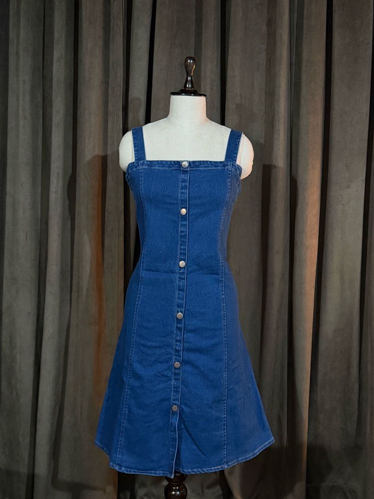 Blue Denim Button-Up Dress