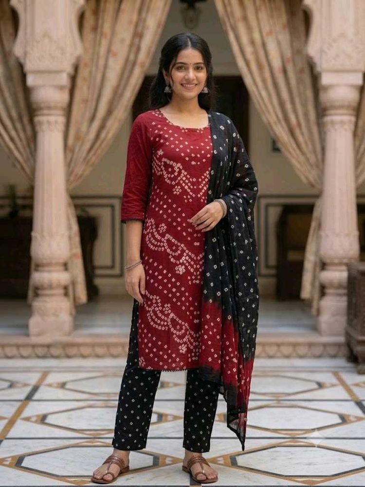 Stylish Bandhani Print Kurta Set
