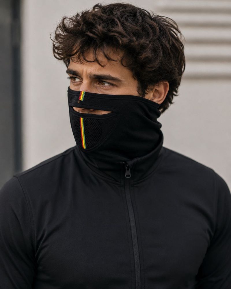 Stylish Black Face Mask with Rasta Stripes