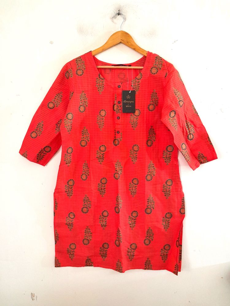 Peach Printed Kurta (Women's)