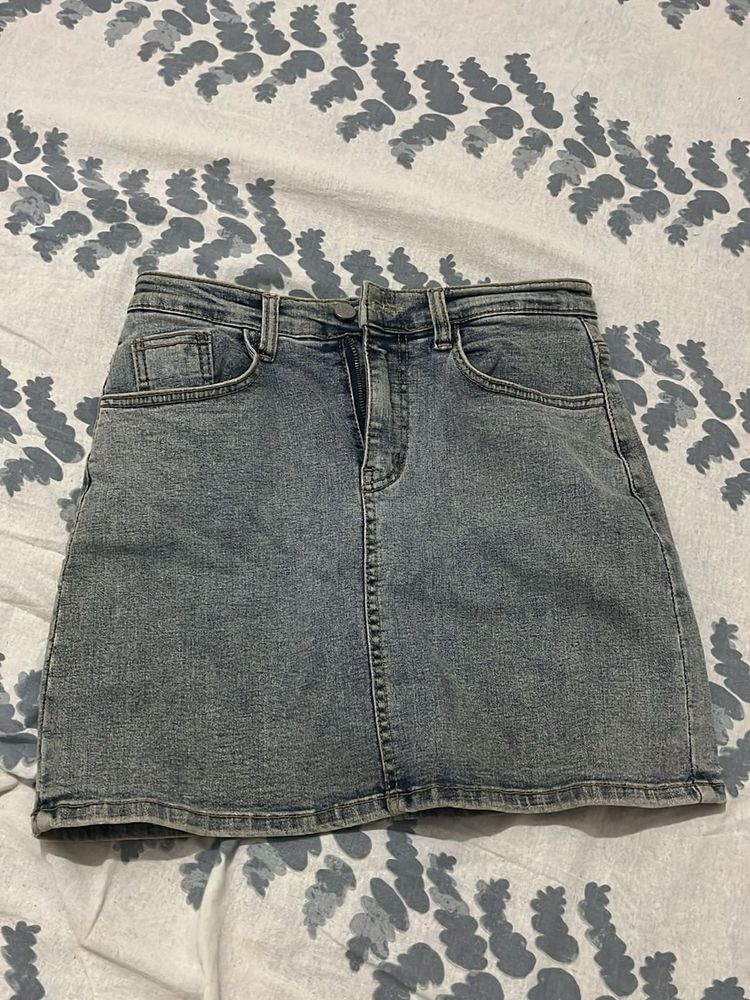 Light Wash Denim Mini Skirt