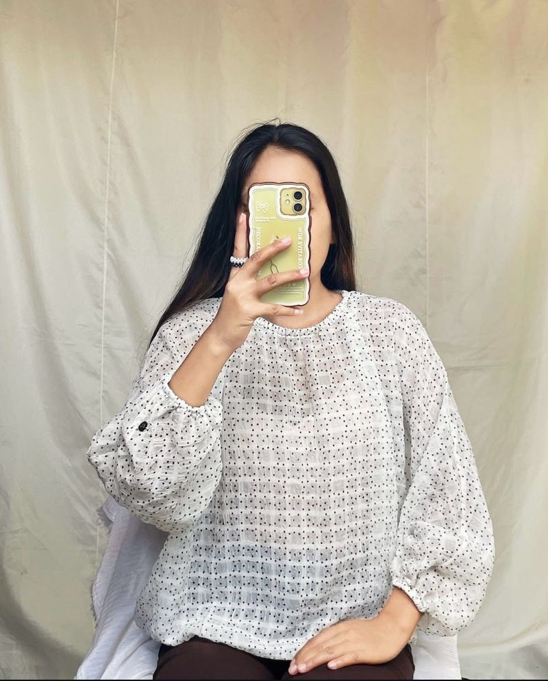 White Polka Dot Top