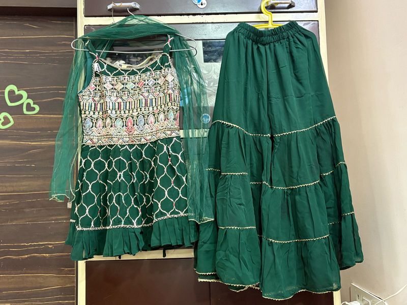 Green Embroidered Kurta Set