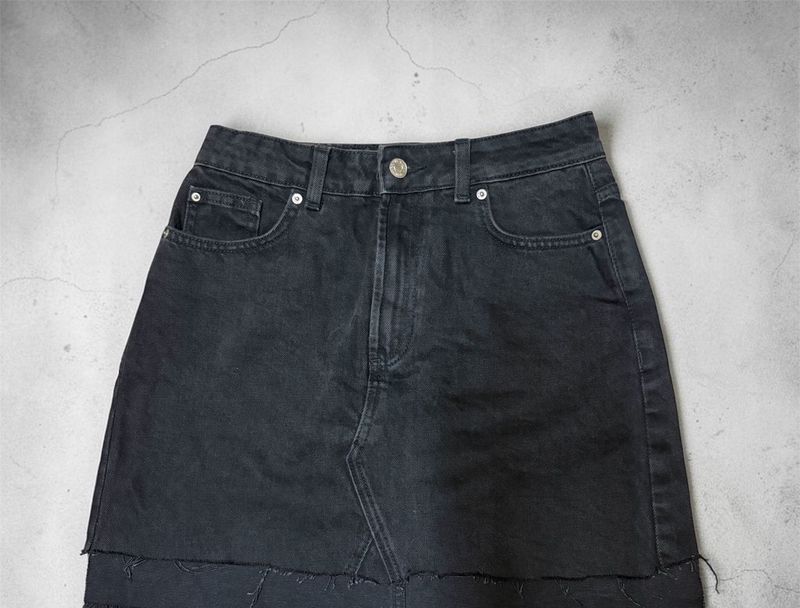 Black Denim Mini Skirt