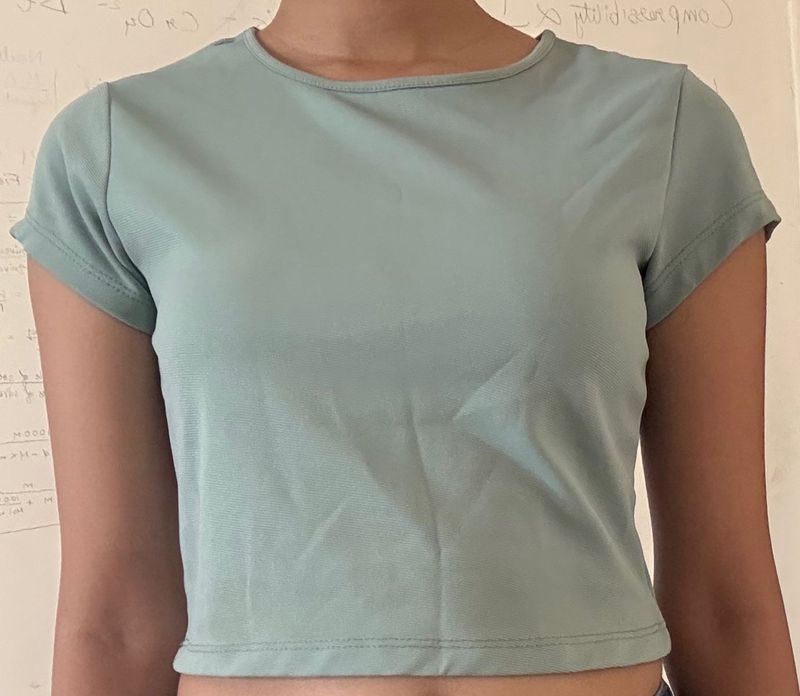 flattering sage green crop top