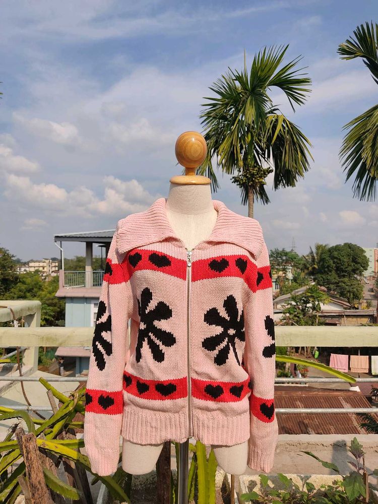 Floral Heart Knit Cardigan
