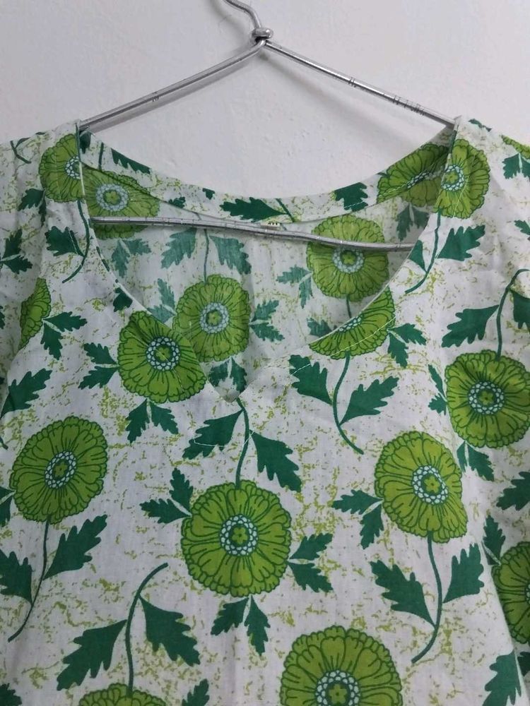 Vibrant Green Floral Kurta