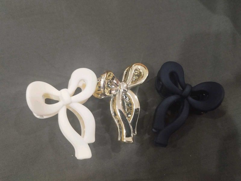 Set of 3 Bow Hair Claw Clips