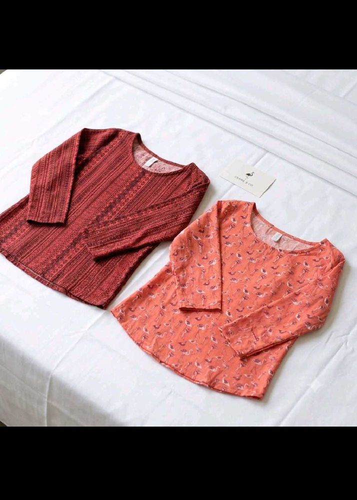 Cute Flamingo &amp; Geometric Print Tops