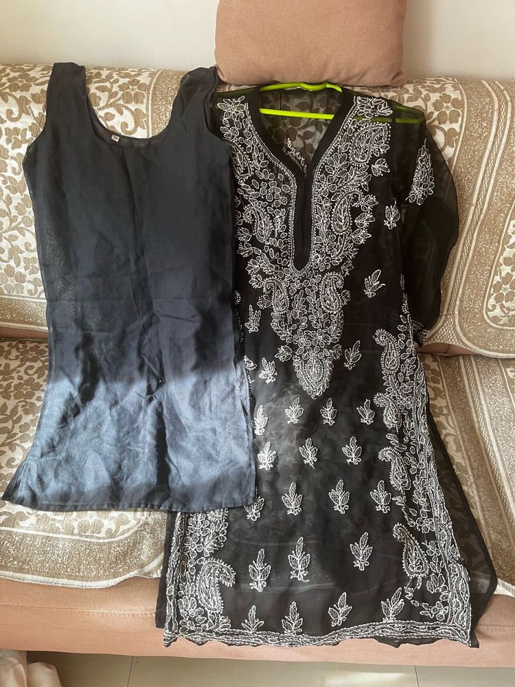 Elegant Black Chikankari Kurta Set never used