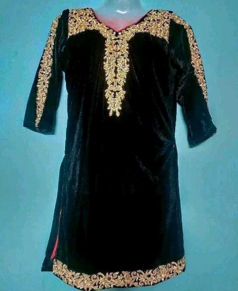 Black Velvet Kurta with Gold Embroidery