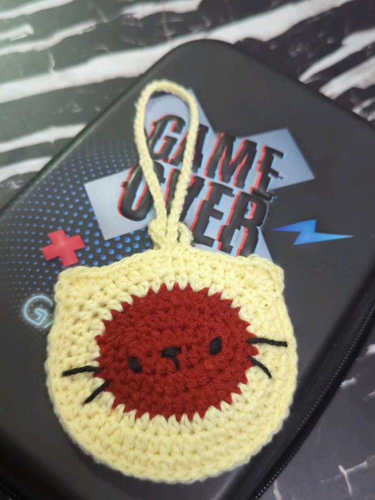 Handmade Crochet Cat Keychain Pouch
