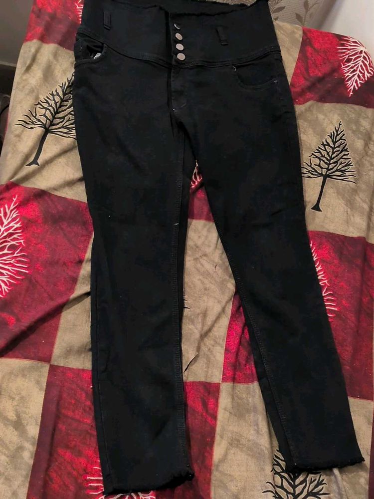High-Waisted Black Jeans