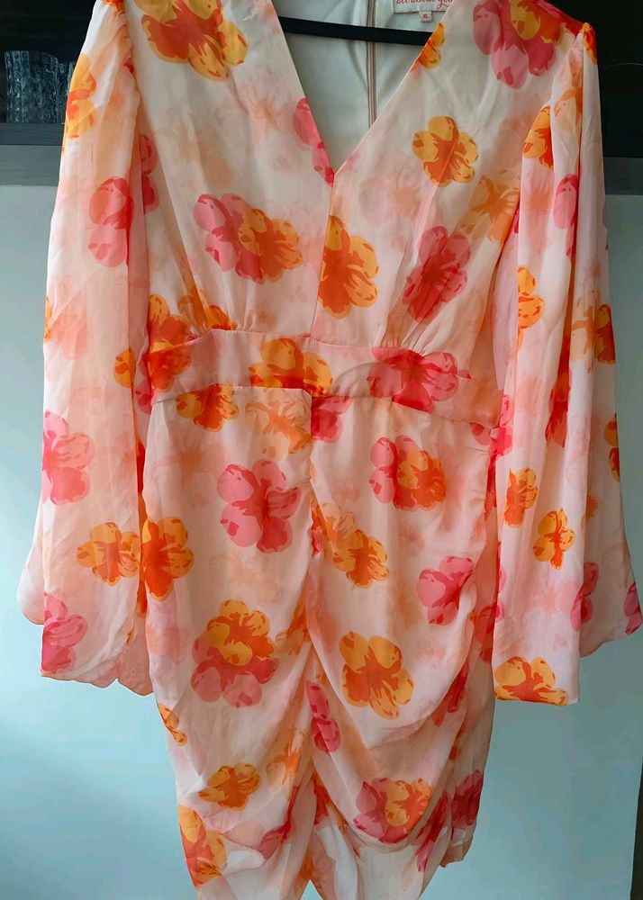 Floral Print Ruched Mini Dress