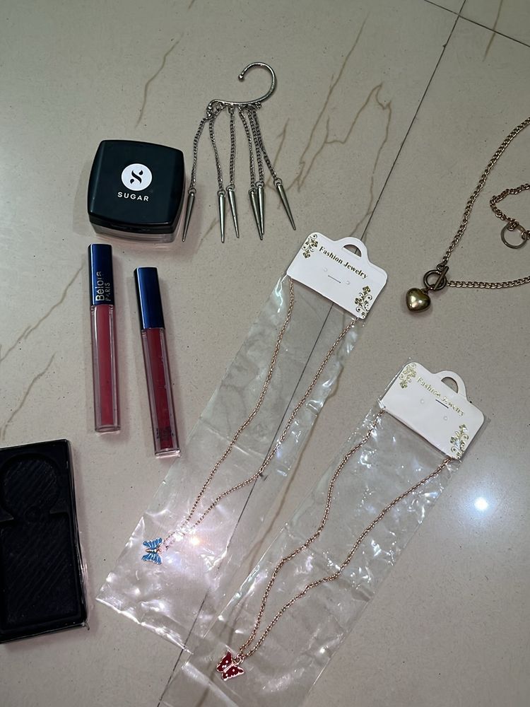 Lipstick+Banana powder+Pendants+Earcuff+Bracelet