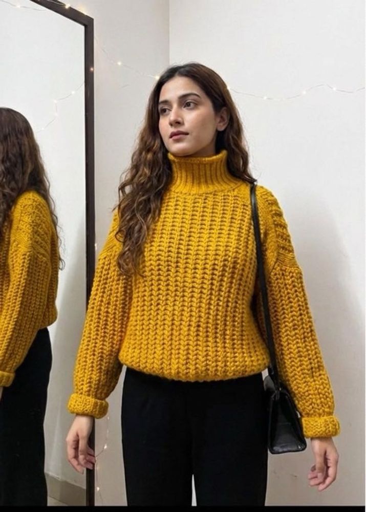 H&amp;M Yellow High Neck Sweater