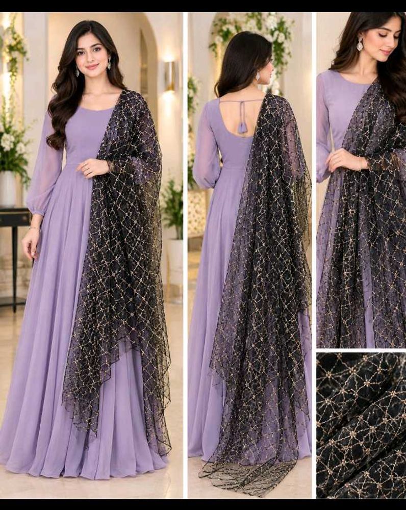 Elegant Black Net Dupatta with Embellishments