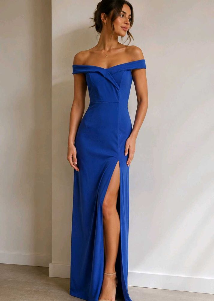 Royal Blue Off-Shoulder Dress