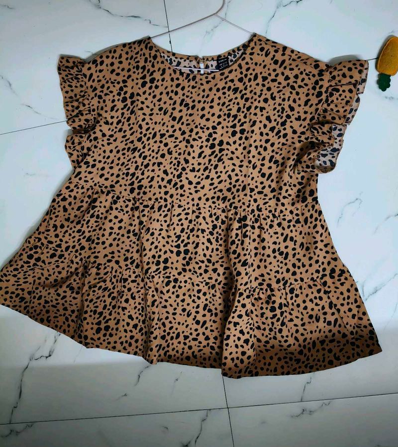 Stylish Leopard Print Babydoll Dress