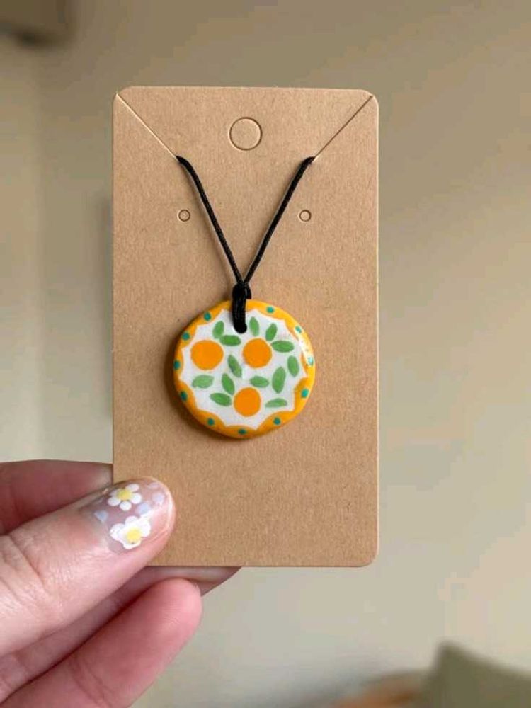 Handmade Orange Slice Pendant Necklace