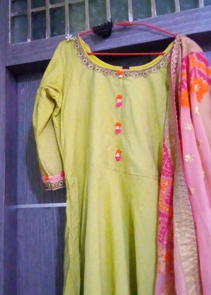 Elegant Lime Green Anarkali