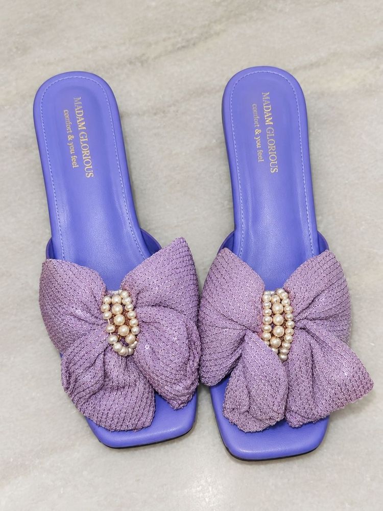 Chic Lavender Bow Sandals