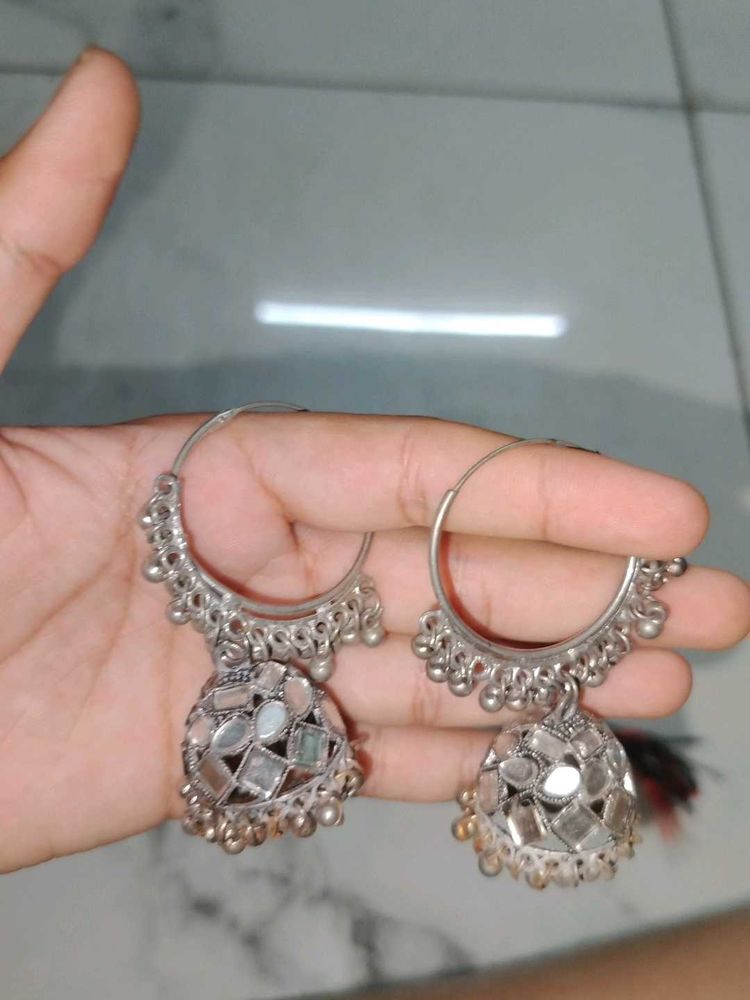Boho Mirror Jhumka Earrings