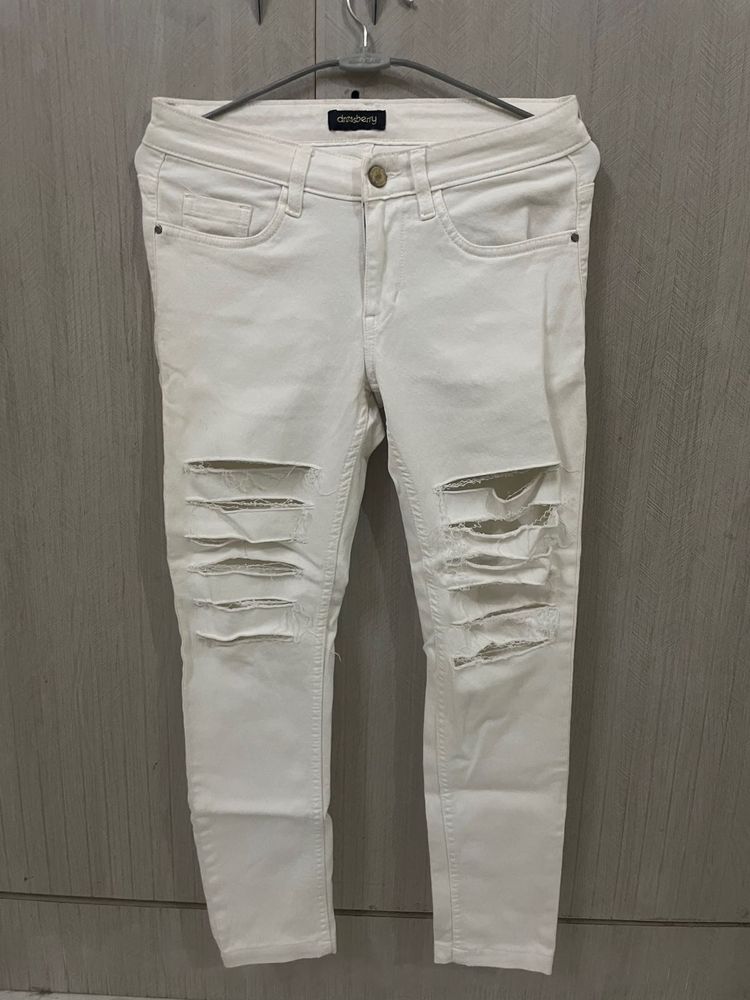 Distressed White Skinny Jeans For Kids (Unisex)